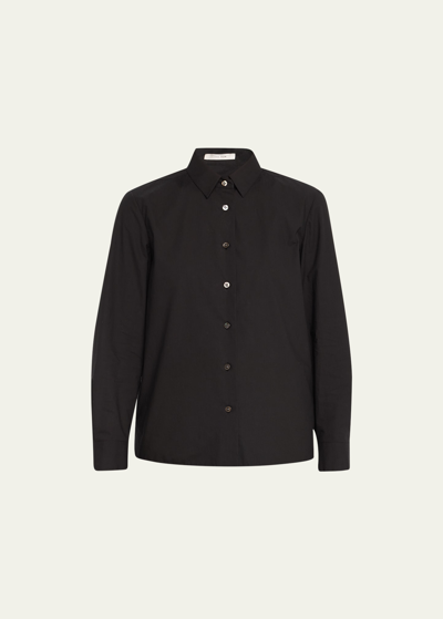 The Row Sadie Poplin Collared Shirt In Black