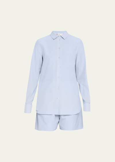 The Row Metis Button-front Shirt In Sky Blue