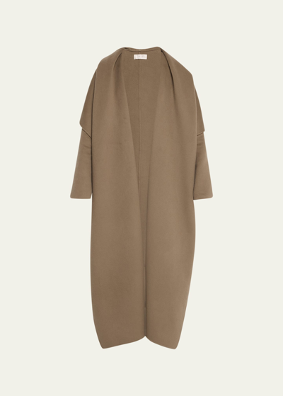 The Row Adia Cashmere Cape Overcoat In Taupe Green