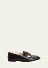 Roger Vivier 10mm Leather Buckle Flat Loafers In Black