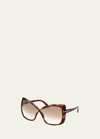 Tom Ford Jasmin Injection Plastic Butterfly Sunglasses In Blonde Havana