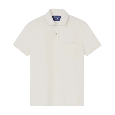 Loro Piana Regatta Contrast-tipped Stretch-cotton Piqué Polo Shirt In Blanc