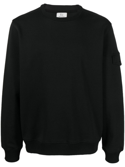 Woolrich Logo-print Fleece Sweatshirt In Black