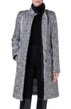 AKRIS PUNTO LACQUERED TWEED RAIN COAT WITH REMOVABLE LINING