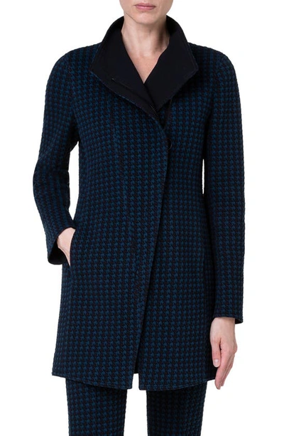 Akris Punto 3d Houndstooth Jersey Jacket In Navy