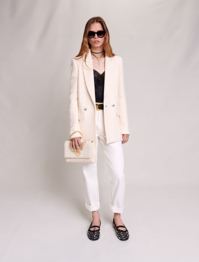 Maje Wide-leg Jeans In Ecru