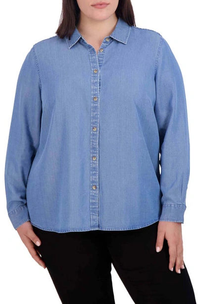 Foxcroft Hampton Button-up Shirt In Bluewash