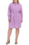 Foxcroft Rocca Long Sleeve Popover Shirtdress In Soft Violet