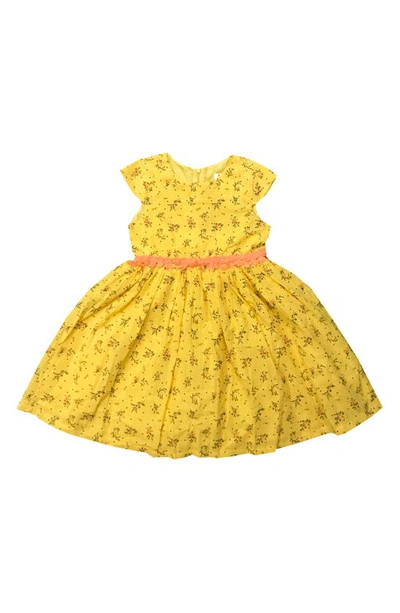Joe-ella Babies' Floral Embroidery Cotton Dress In Yellow