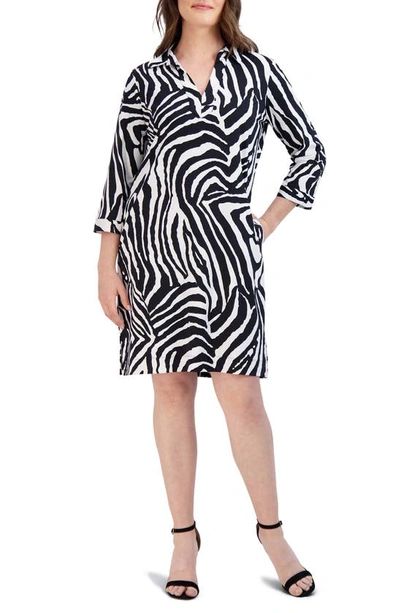 Foxcroft Angel Zebra Print Dress In Black
