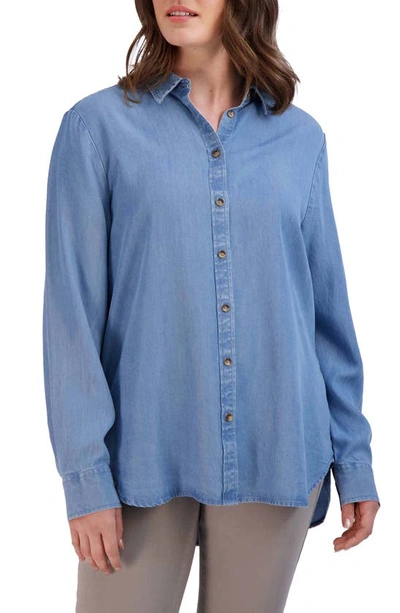Foxcroft Hampton Long Sleeve Button-up Shirt In Blue Wash