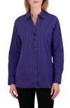 Foxcroft Pamela Stripe Blouse In Blue Iris