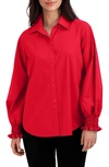 Foxcroft Agnes Split Cuff Popover Blouse In Simply Red