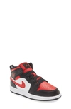 Jordan Kids' Nike Air  1 Mid Se Basketball Sneaker In Black/ Fire Red/ White