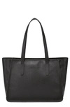 Longchamp Le Foulonné Leather Shoulder Tote In Black