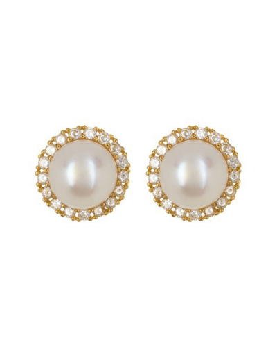 Adornia 14k Over Silver Crystal Halo Earrings In White/pearl