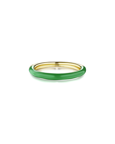 House Of Frosted Silver Enamel Camille Ring In Green
