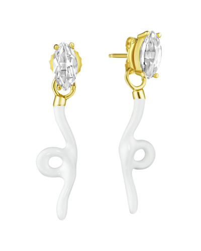 House Of Frosted Brynn White Topaz Enamel Vine Drop Earrings