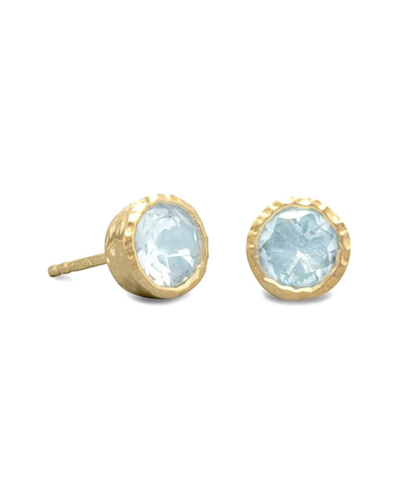Liv Oliver 18k Gold Blue Topaz Stud Earrings