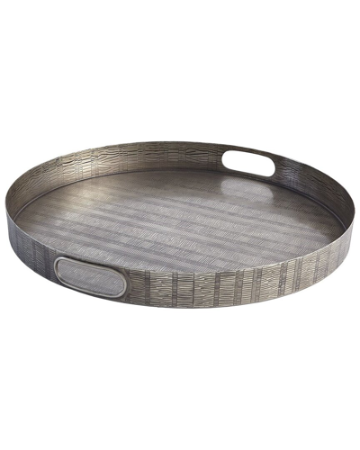 Global Views Kokoro Etched Round Tray In Nickel