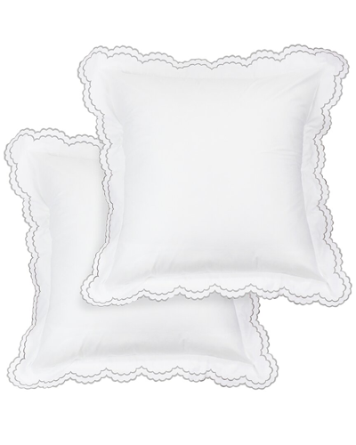 Melange Home Double Scalloped Embroidered Sham Pair In Grey