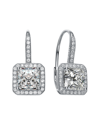 GENEVIVE GENEVIVE SILVER CZ SQUARE DROP EARRINGS