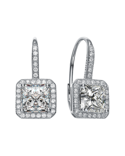 Genevive Silver Cz Square Drop Earrings