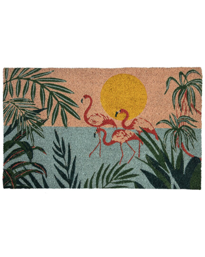 Entryways Flamingo Lagoon Coir Doormat In Pink