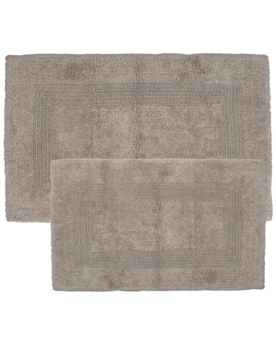 Lavish Home 2pc Cotton Plush Bathroom Mat Rug Set In Taupe