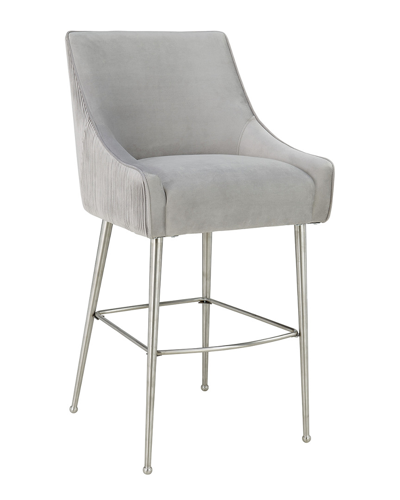 Tov Furniture Beatrix Pleated Velvet Counter Stool In Light Gray