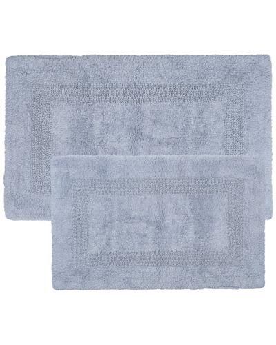 Lavish Home 2pc Cotton Plush Bathroom Mat Rug Set In Silver