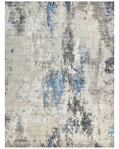 Exquisite Rugs Cosmo Hand-knotted New Zealand Wool & Bamboo Silk Silverivory Area Rug