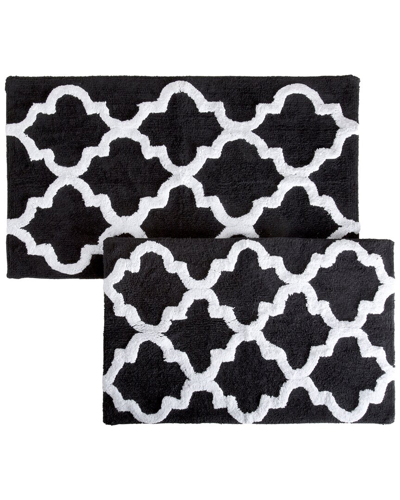 Lavish Home Cotton Plush 2pc Bath Mat Set In Black