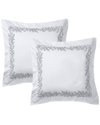 Melange Home Floral Vine Embroidery Set Of 2 Euro Shams In Grey