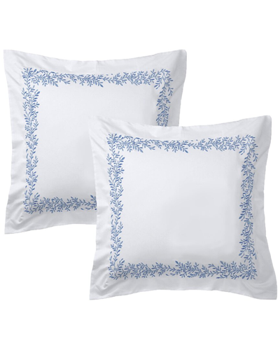 Melange Home Floral Vine Embroidery Set Of 2 Euro Shams In Blue