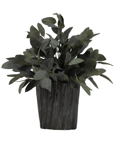 D&w Silks Setmedium Grey/green Eucalyptus In Oval Ceramic Planter