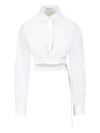Alaïa Cropped Cotton Poplin Shirt In White