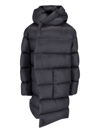 Rick Owens Quilted Black Down Coat With Design In Black