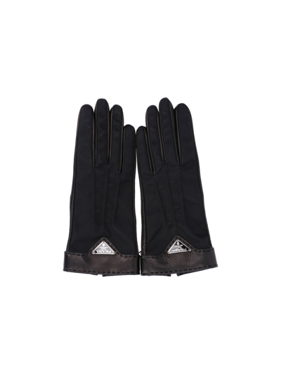 Prada Logo Gloves In Black  