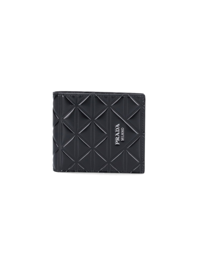 Prada Brushed Leather Wallet In Black