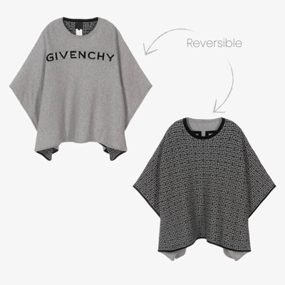 Givenchy Kids' Girls Grey Knitted Reversible 4g Cape