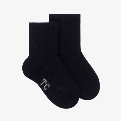 Tartine Et Chocolat Babies'  Navy Blue Ribbed Cotton Socks