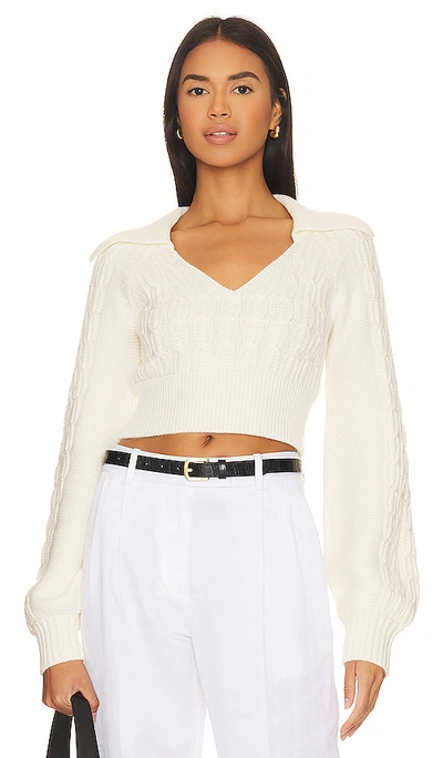Lovers & Friends Mel Cable Knit Sweater In Ivory
