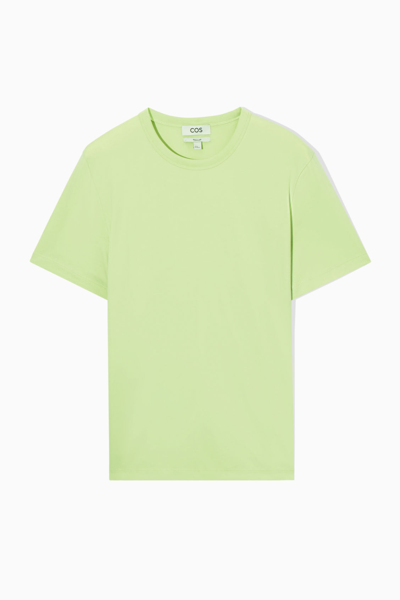 Cos Regular-fit Mid-weight Brushed T-shirt In Green