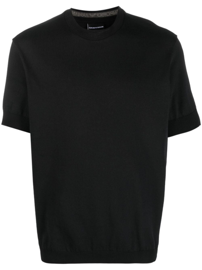 Emporio Armani Logo-print Neckline T-shirt In Black