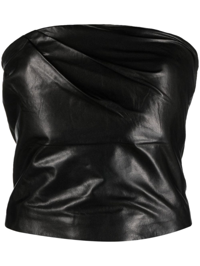 Iro Davea Leather Cropped Top In Black