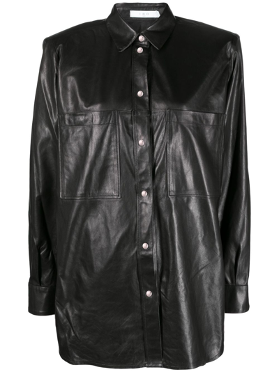 Iro Alegre Long-sleveed Leather Shirt In Black