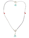 Fuerte Mirror Silver Beaded Tassel Drop Necklace