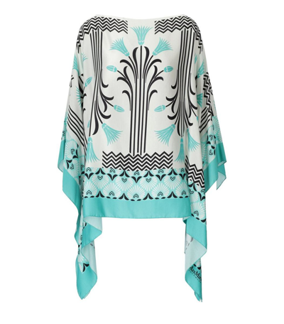 Max Mara Acro Printed Satin Poncho In White