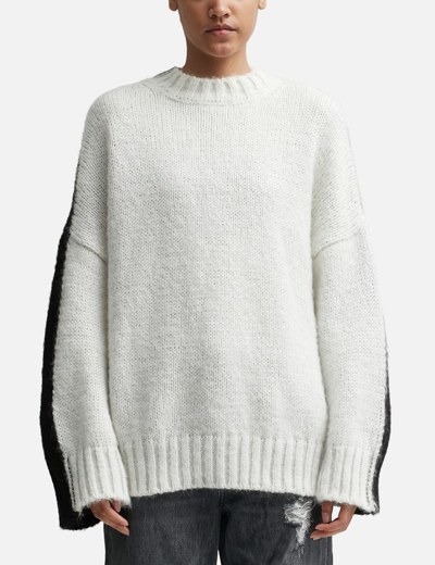 Jw Anderson Colour-block Crew-neck Jumper In Cream